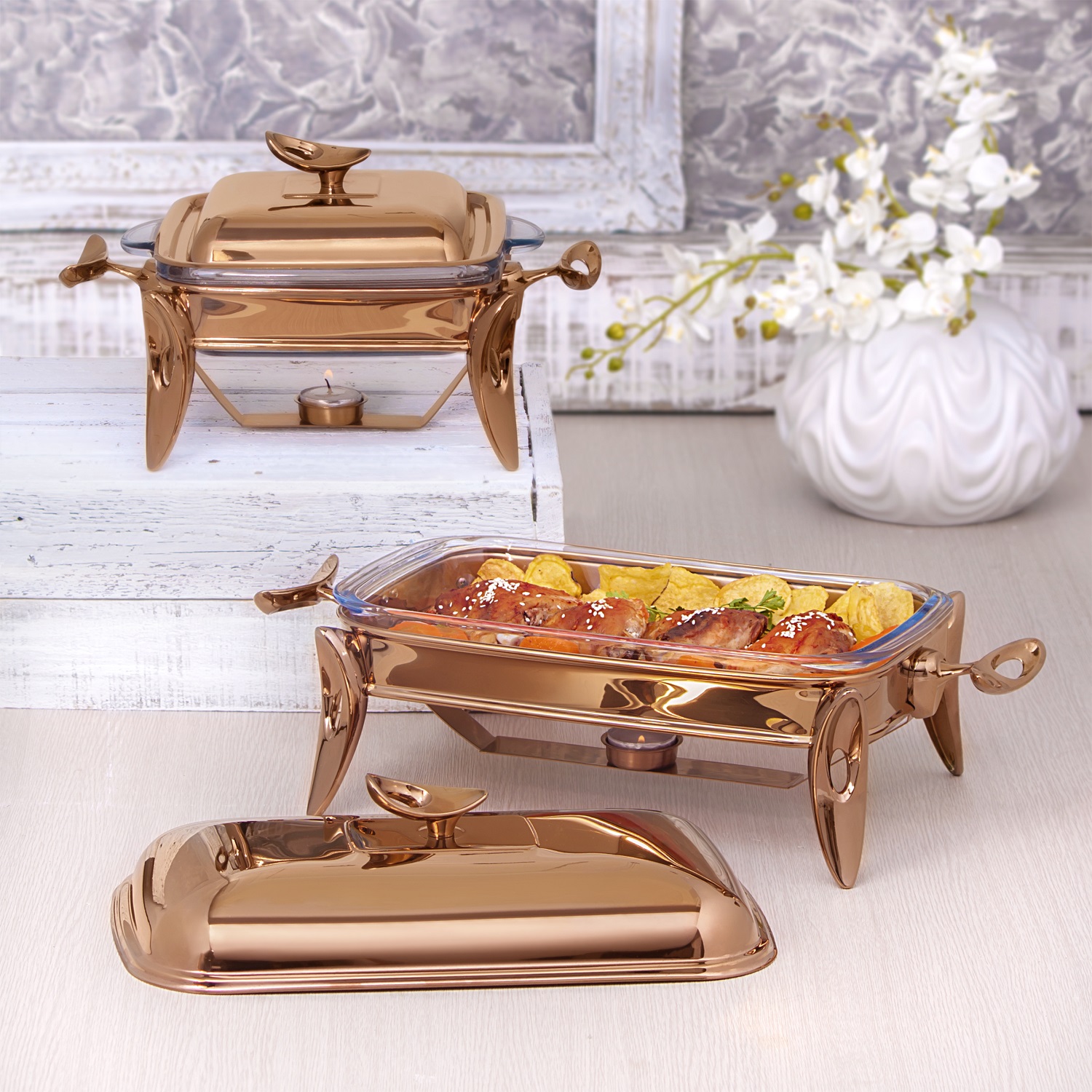 Avlångt serveringsfat i rostfritt stål med elegant design för festdukning – MAT STEEL