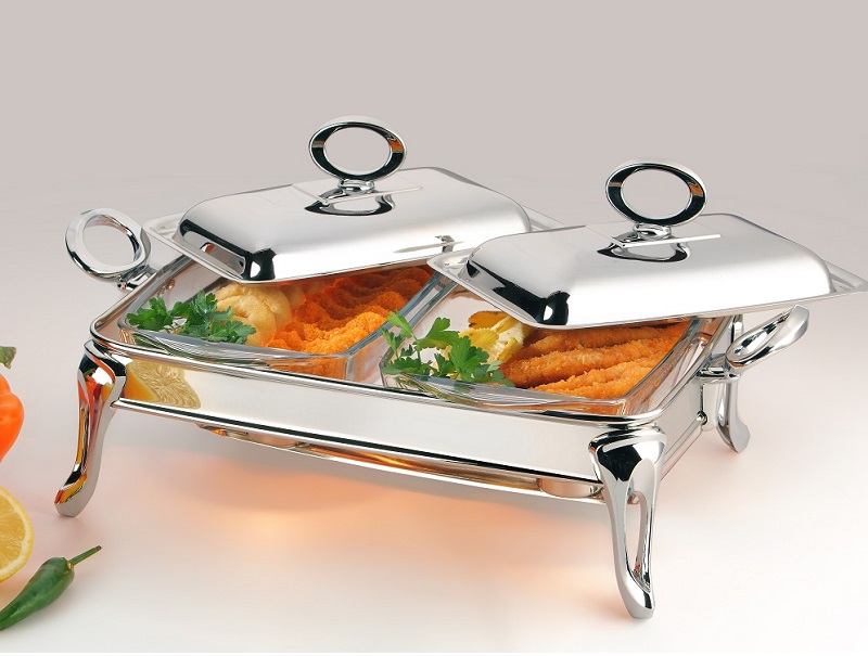 Dubbelt serveringsfat i rostfritt stål för eleganta festdukningar – MAT STEEL